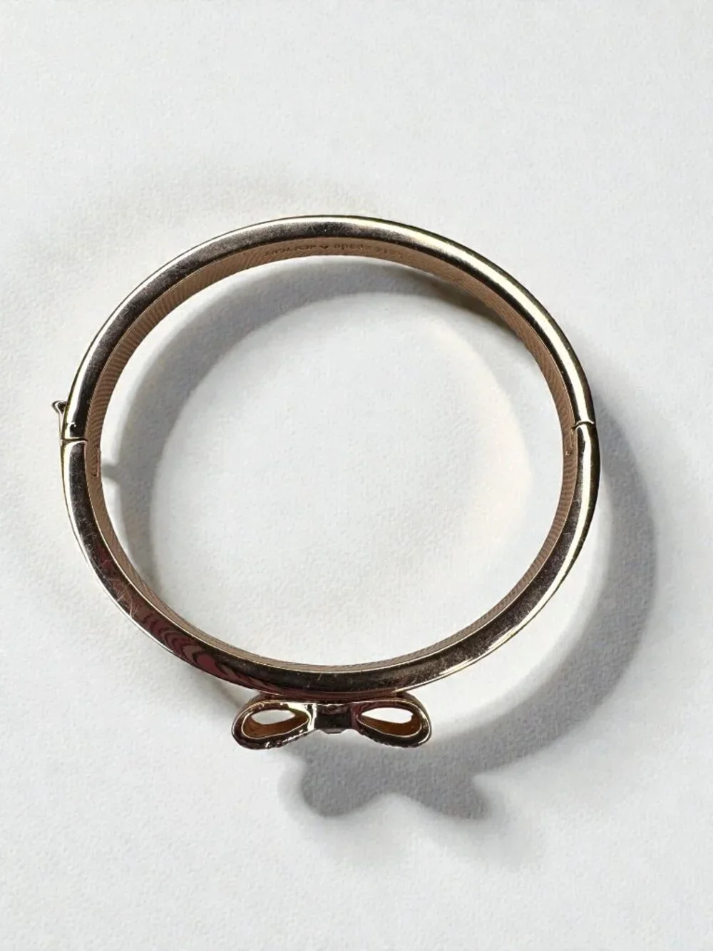 Kate Spade New York Crystal Ready Set Bow Rose Gold Tone Bangle Bracelet - Picture 7 of 13
